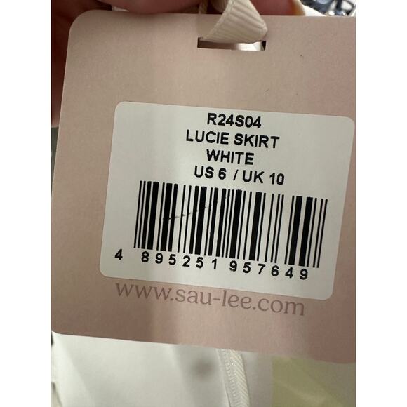 Sau Lee Satin Lucie Pleated Maxi Skirt White Women's Size 6 - Picture 11 of 11